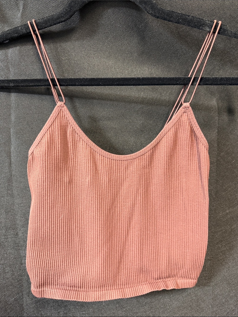 Zara Ribbed Double-Strap Cami in chocolate brown